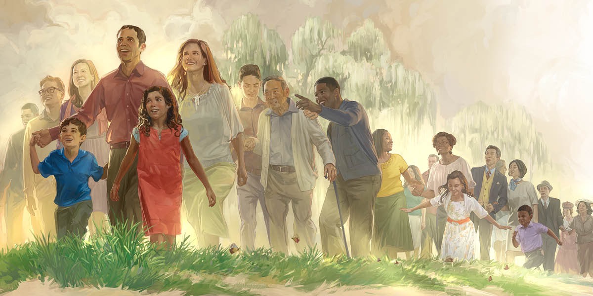 All kine diffren peopo an ages walkin to da new world