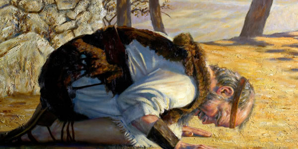 Եղիան խոնարհվել է մինչև գետին և աղոթում է