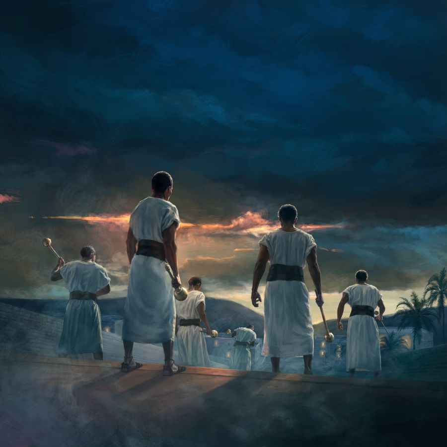 Վեց մարդիկ քայլում են դեպի Երուսաղեմ։ Յուրաքանչյուրի ձեռքին կործանարար զենք կա