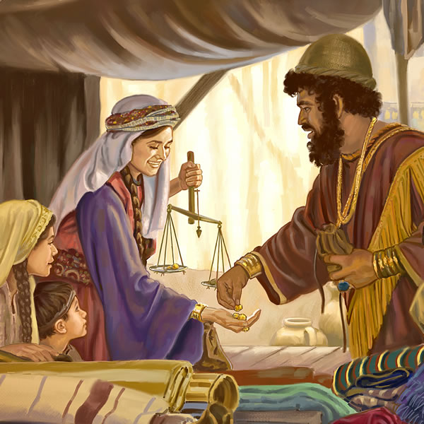 Հին Իսրայելում կինը աշխատում է շուկայում