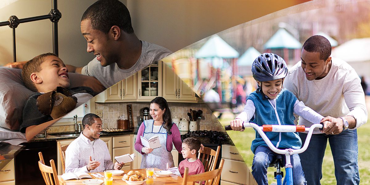 Տղամարդը իր տղային պառկեցրել է անկողնու մեջ, քննարկում է օրվա խոսքը կնոջ և որդու հետ, սովորեցնում է որդուն հեծանիվ վարել