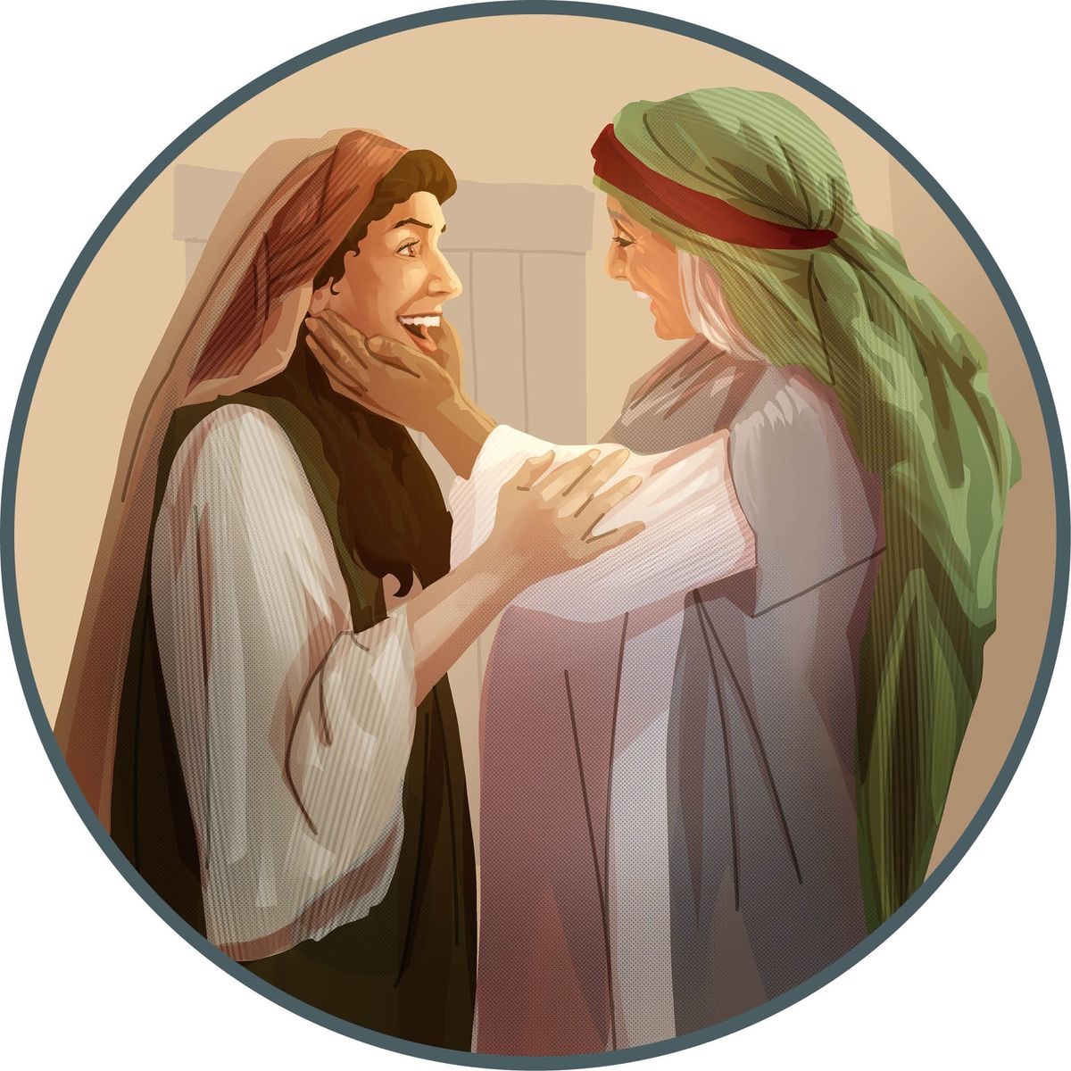 Եղիսաբեթը ջերմորեն ողջունում է Մարիամին։