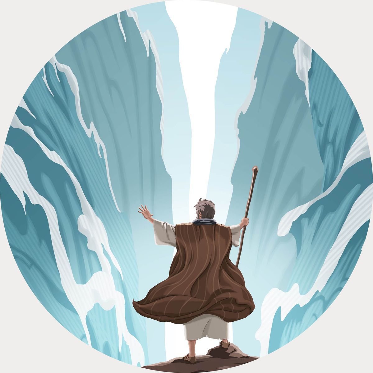 Մովսեսը բարձրացնում է իր գավազանը, և այդ պահին Եհովան բաժանում է Կարմիր ծովը՝ ջրերի երկու հսկայական պատ առաջացնելով