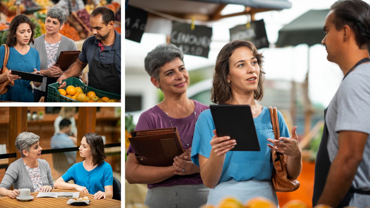 Համակցված նկարներ։ Հասուն քույրը մեկ ուրիշ քրոջ օգնում է հմտանալ ծառայության մեջ և վստահություն ձեռք բերել։ Այս իրավիճակը նկարագրող նկարները հաջորդիվ հանդիպում են առանձին-առանձին