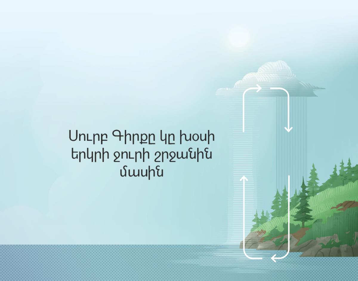 Սուրբ Գիրքը կը նկարագրէ ջուրի շրջանը։ Նշաններ ցոյց կու տան ջուրին շրջանը երկրէն դէպի մթնոլորտ եւ մթնոլորտէն ետ դէպի երկիր։