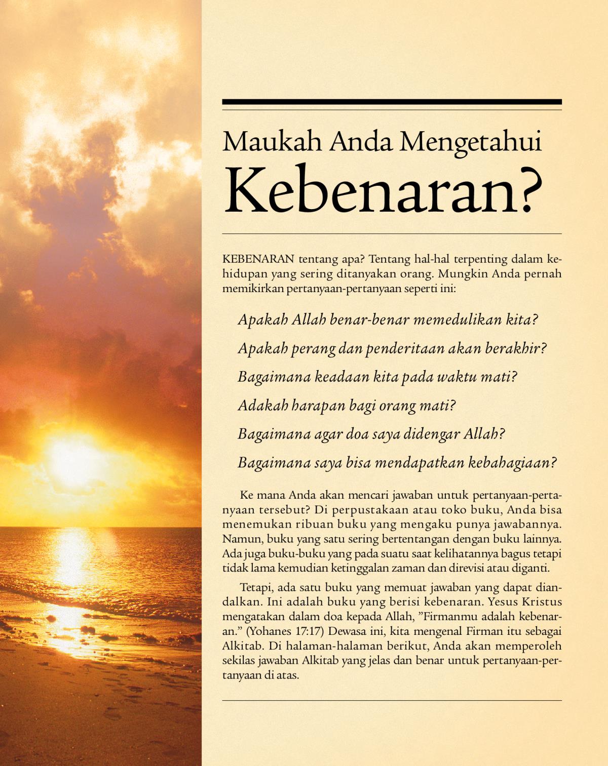 Halaman depan risalah Maukah Anda Mengetahui Kebenaran?
