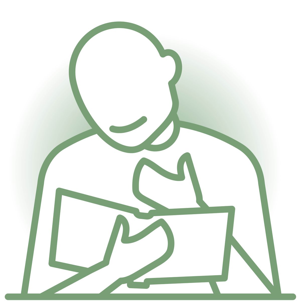 Gambar orang yang merasa terhibur sewaktu membaca Alkitab.