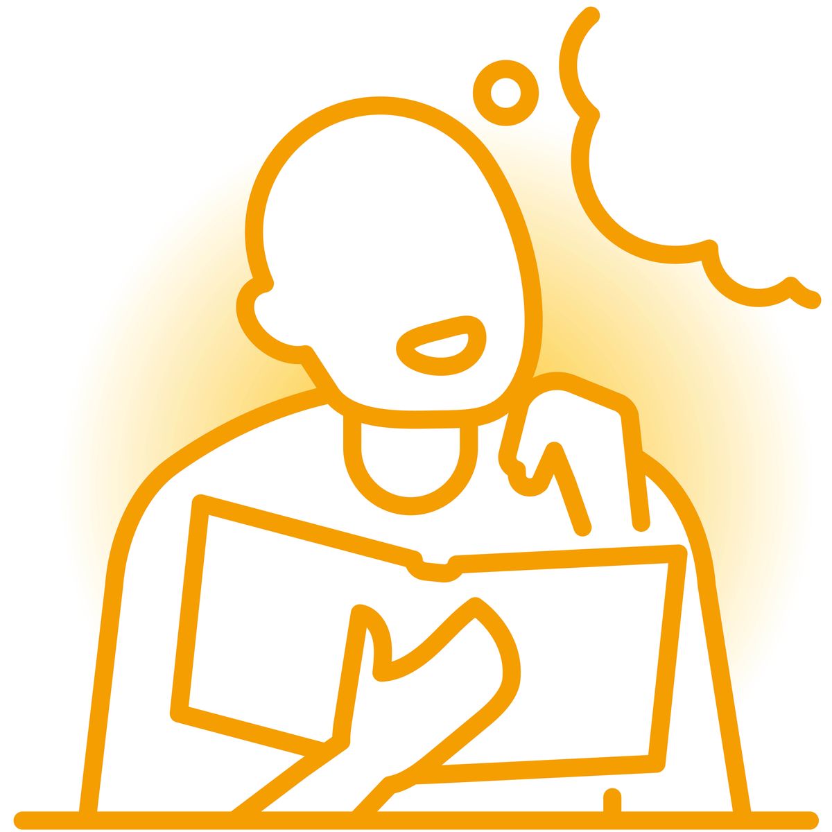 Gambar orang yang membayangkan apa yang dia baca di Alkitab.