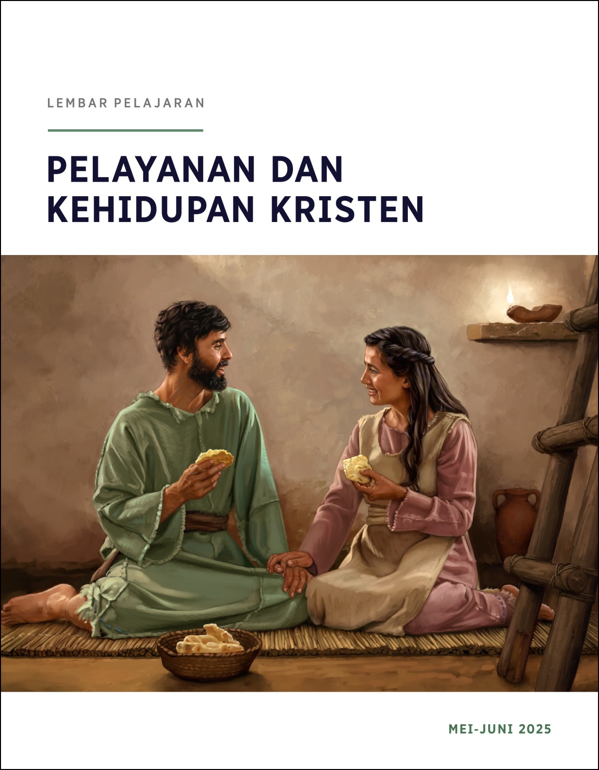 Di rumah yang sederhana, sepasang suami istri orang Israel sedang makan roti bersama.