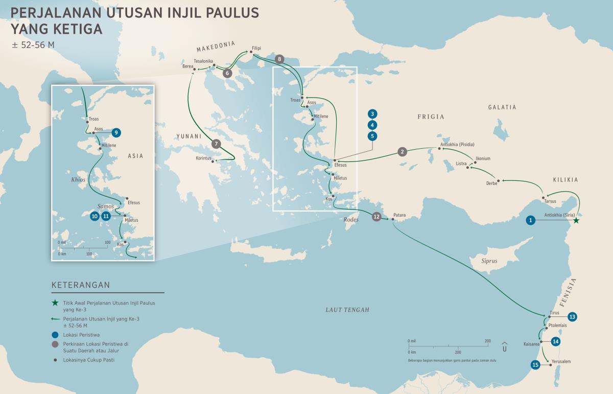 Kisah Para Rasul—Perjalanan Utusan Injil Paulus yang Ketiga (Kis 18:23–21:17) ± 52-56 M