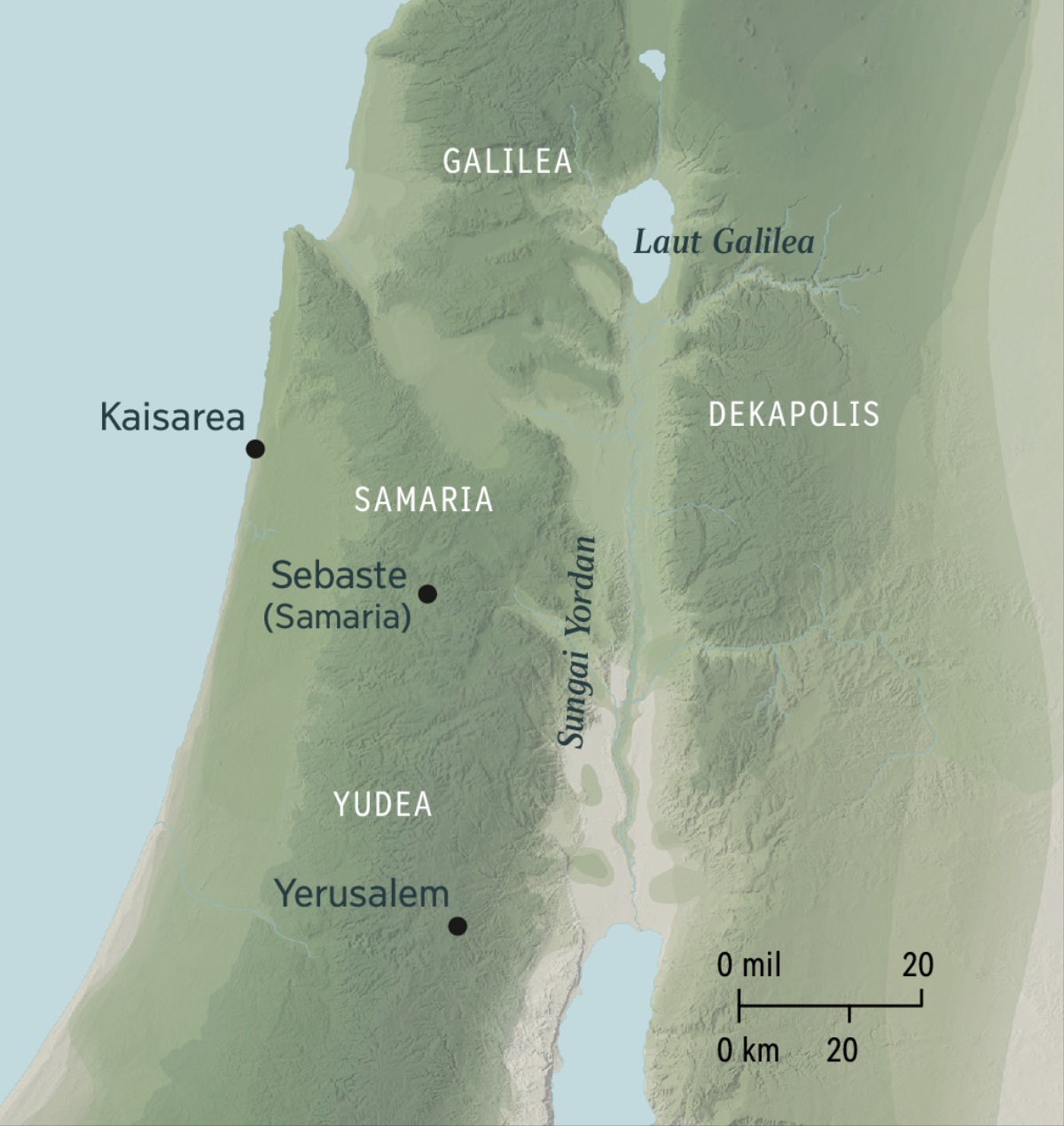 Peta yang menunjukkan di mana saja Petrus menggunakan ”kunci-kunci Kerajaan”.