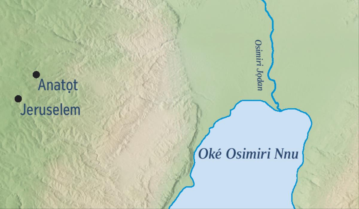 Map gosiri ebe Jeruselem dị na ebe Anatọt bụ́ obodo Jeremaya dị