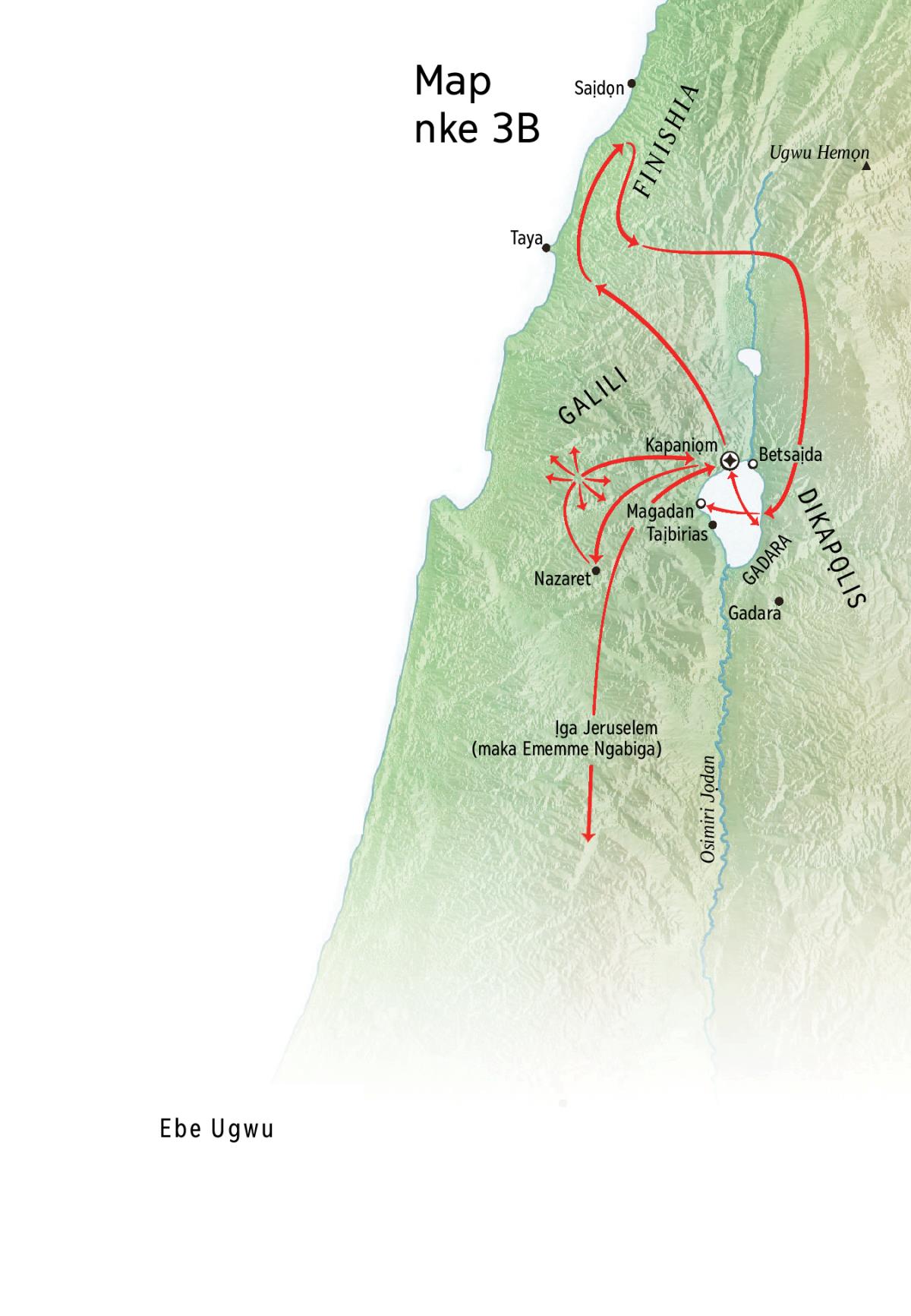 Map gosiri ebe ndị Jizọs gara ozi ọma gburugburu Galili, Finishia, na Dikapọlis