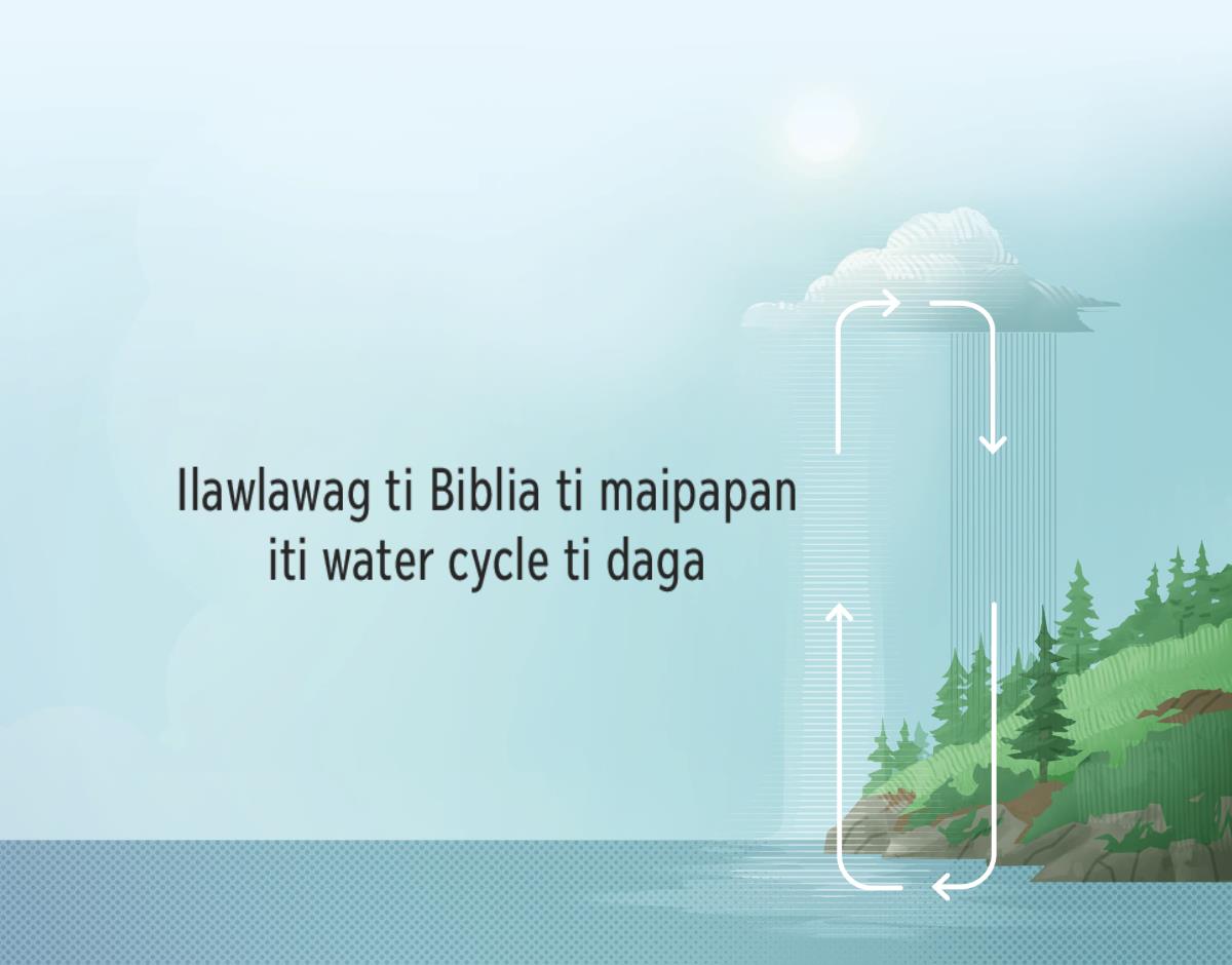 Ilawlawag ti Biblia ti water cycle ti daga. Arrow manipud kannigid nga agpakannawan a mangipakita iti pagturongan ti danum manipud daga agingga iti tangatang.