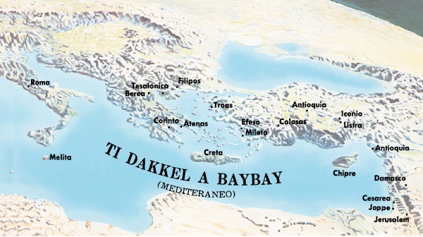 Mapa dagiti lugar a binisita ni Pablo ken Timoteo