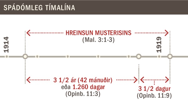 Tímalína sýnir hreinsun musterisins frá árinu 1914 til 1919.