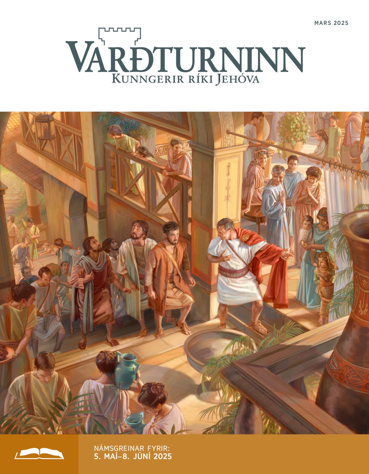 Kornelíus vísar Pétri og félögum hans upp á aðra hæð í húsi sínu.