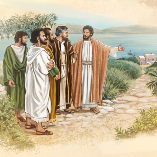Jesu ọ be riobọhọ ẹwho nọ ọ kẹle etẹe yọ ọ be t’ẹme kugbe Pita, Andru, Jemis gbe Jọn