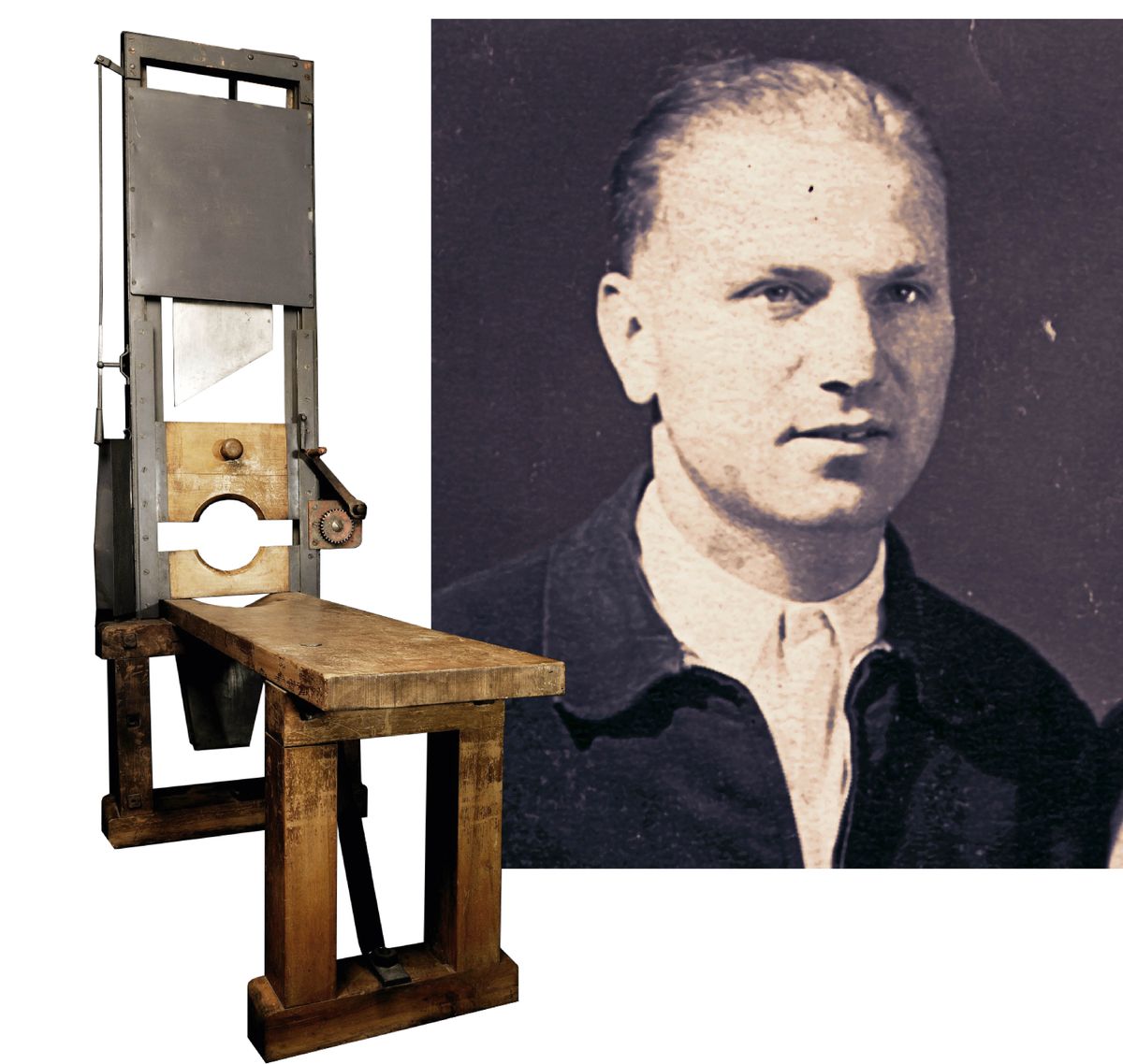 Collage: 1. Ghigliottina. 2. Willi Letonja.