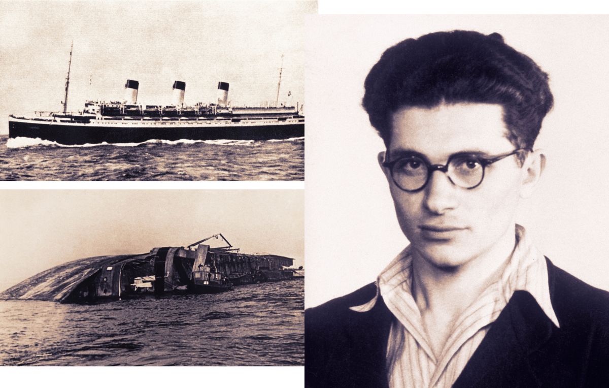 Collage: 1. La nave “Cap Arcona” che trasportava prigionieri di un campo di concentramento. 2. La “Cap Arcona” ribaltata su un fianco. 3. Witali Kostanda.