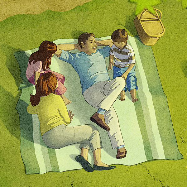 Picnic di una famiglia nel Paradiso