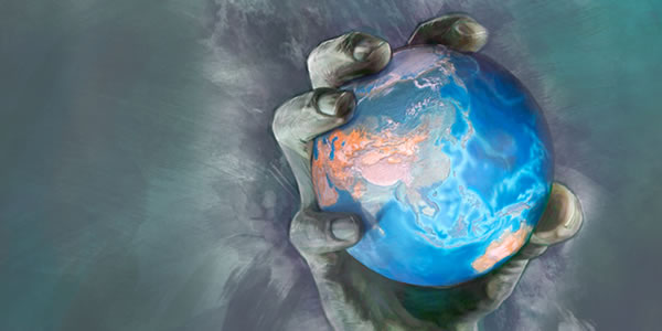Mano del Diavolo con in pugno la terra