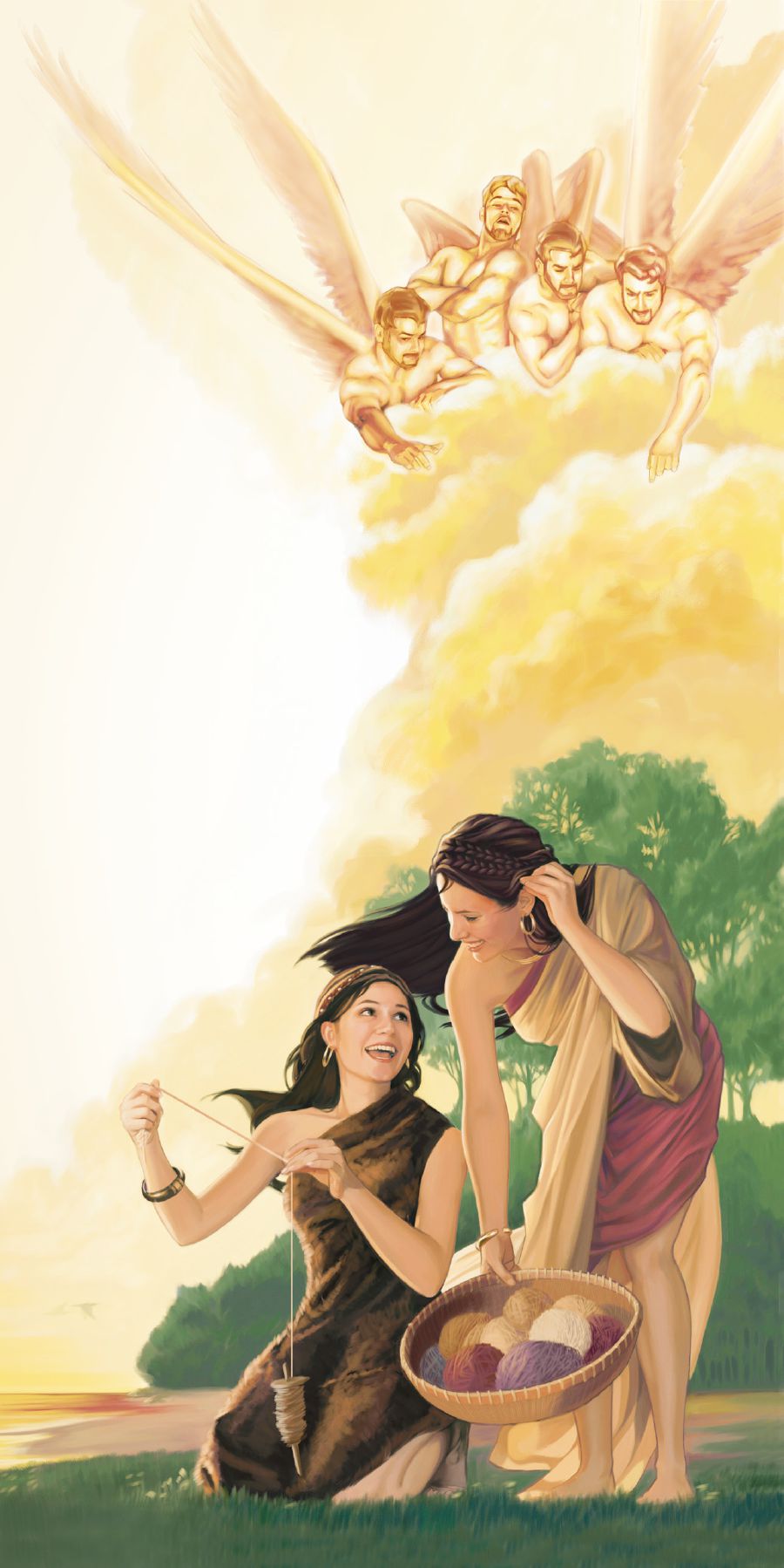 Angeli cattivi dal cielo guardano delle belle donne