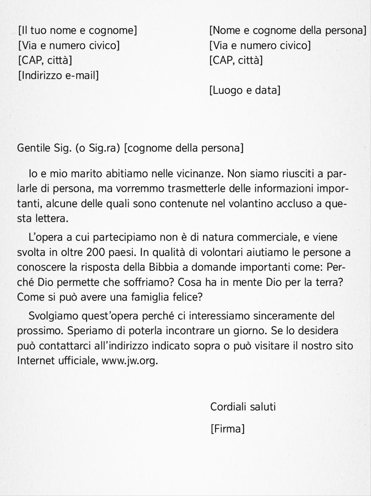 Modello di lettera