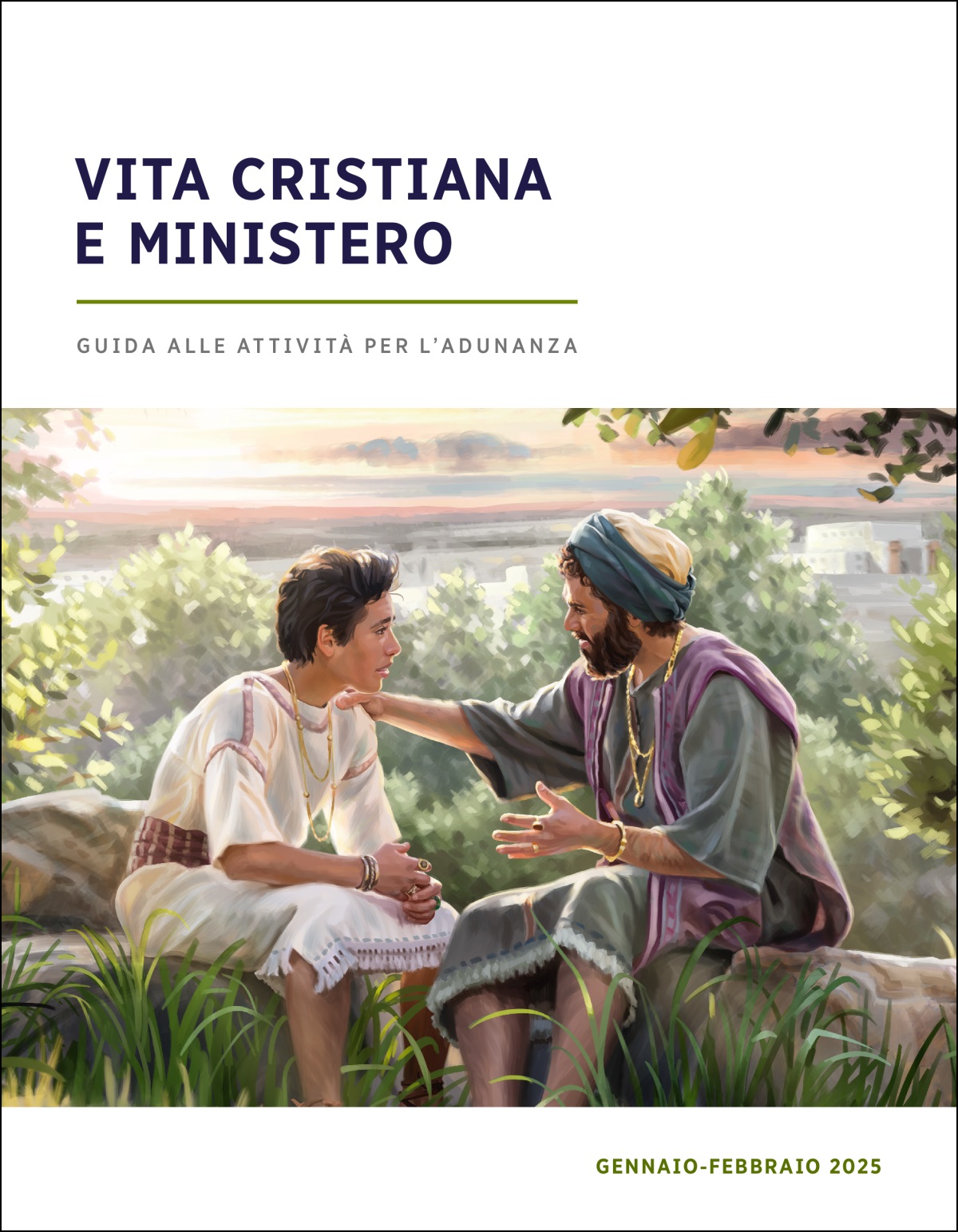 Il re Salomone è seduto all’aperto con suo figlio e gli dà dei consigli.