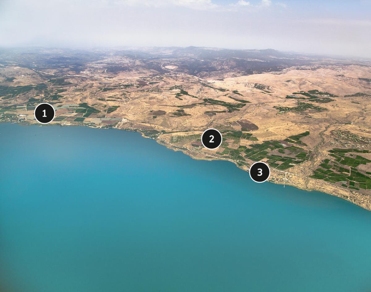 La sponda settentrionale del Mar di Galilea, guardando verso nord-ovest