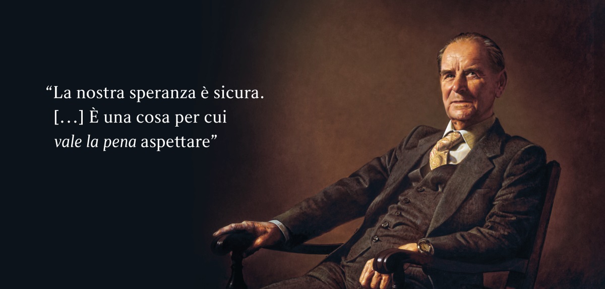 Il fratello Frederick Franz. Di fianco a lui compare questa citazione: “La nostra speranza è sicura. [...] È una cosa per cui vale la pena aspettare”
