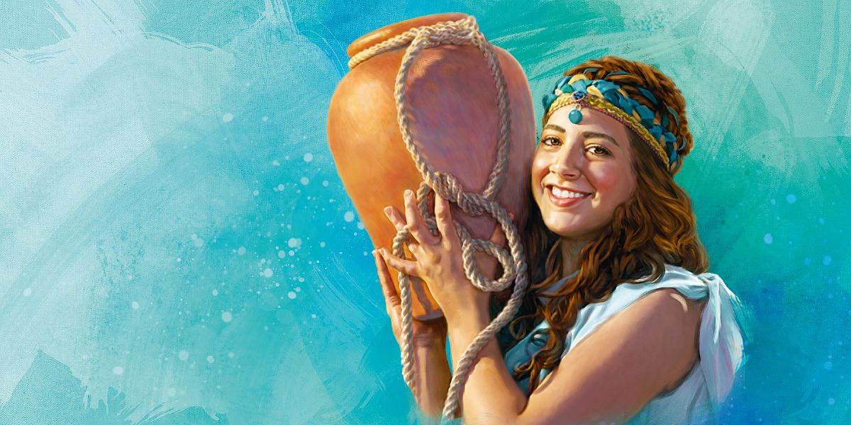 Rebecca con una giara d’acqua sulla spalla