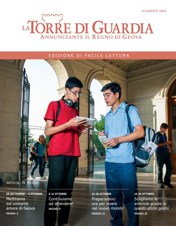 Copertina della Torre di Guardia, edizione di facile lettura, 15 agosto 2015