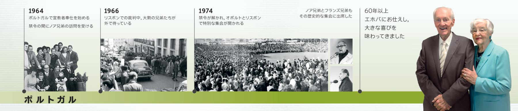 1964年，ポルトガルにいるダグラス･ゲスト。1966年の裁判。1974年の特別な集会。妻のメアリーと共に