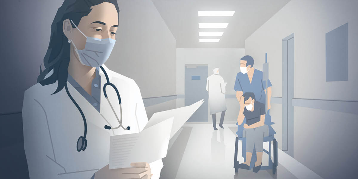 Dokter lagi maca artikel saka jw.org ing rumah sakit.