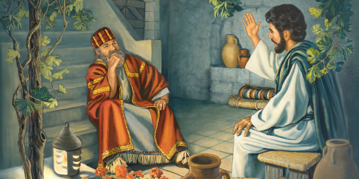 Yésus rembugan karo Nikodémus ing wayah wengi