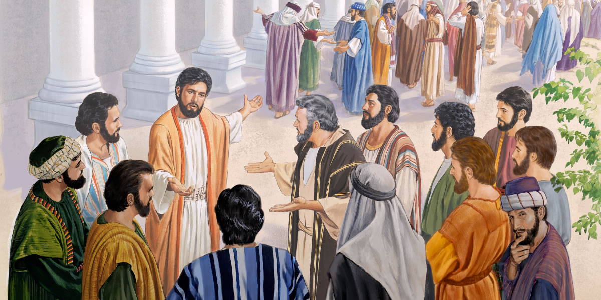 Wektu Yésus omong-omongan karo 12 rasulé, Yudas mléngos lan mulai ragu-ragu; para murid liyané padha nggrundel lan ninggalké Yésus