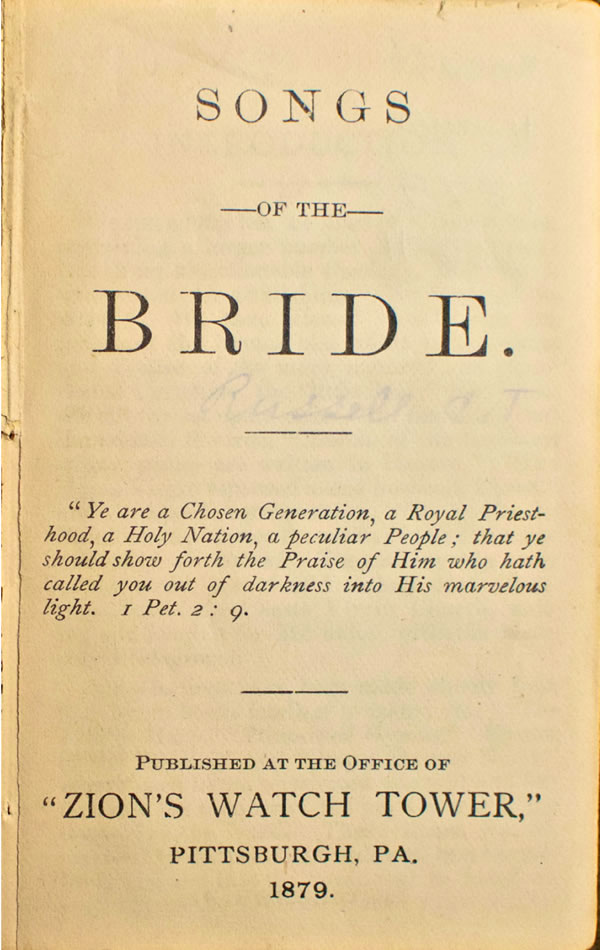 Bagéan ngarep buku Songs of the Bride taun 1879