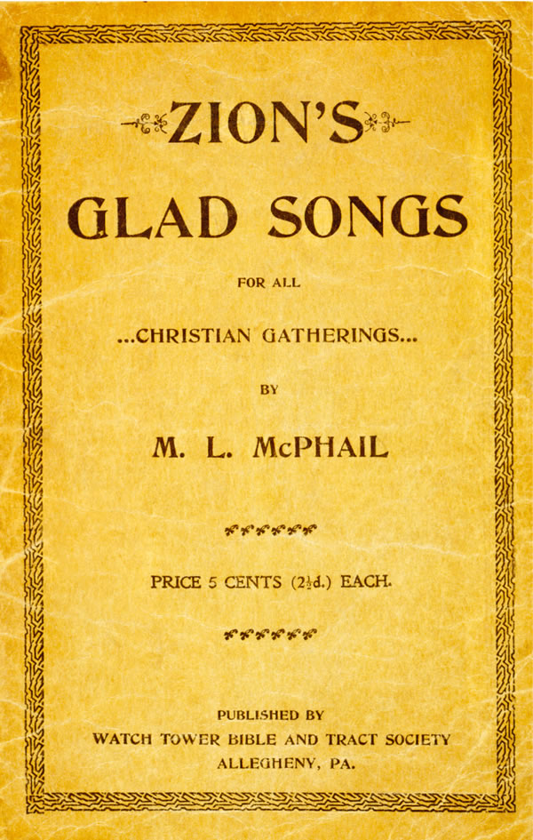 Bagéan ngarep buku Zion’s Glad Songs taun 1900