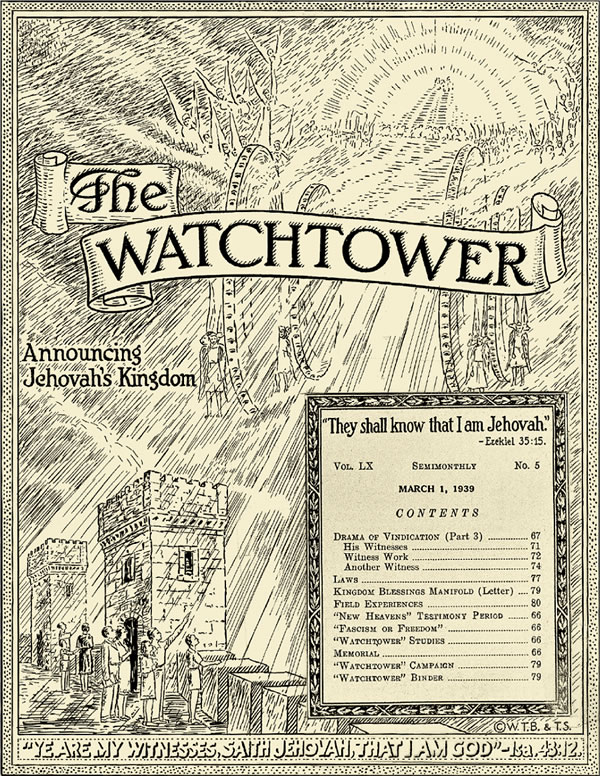 Bagéan ngarep majalah The Watchtower, 1 Maret, 1939