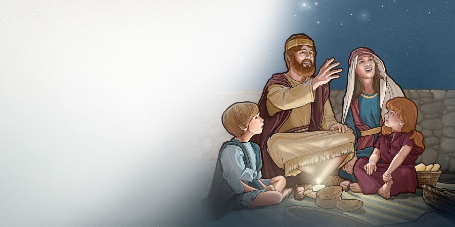 Ana keluarga ing jaman Alkitab lagi ndelok lintang ing langit