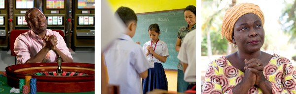 1. Wong lanang ndonga ing méja judhi; 2. Cah wédok ndonga ing kelas; 3. Wong wédok ndonga