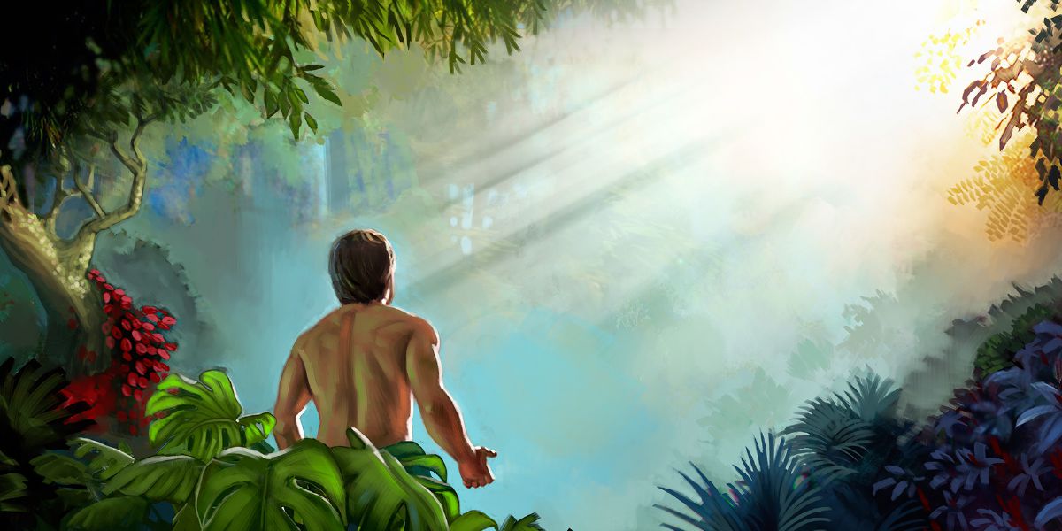 Srengéngé cumlorot madhangi Adam ing taman Èden