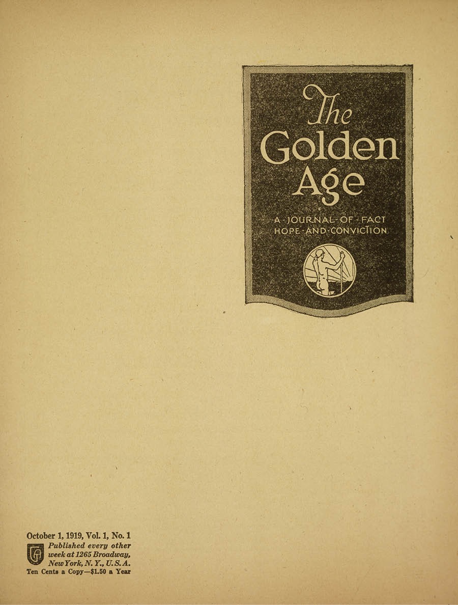 Majalah The Golden Age sing pertama ing 1 Oktober 1919