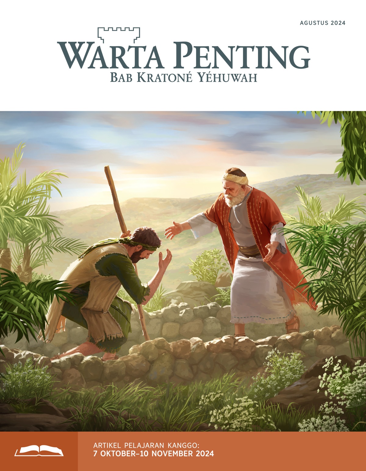 Anak sing ilang ing perumpamaané Yésus lagi mbungkuk ing ngarepé bapaké. Bapaké mlayu arep meluk dhèwèké.