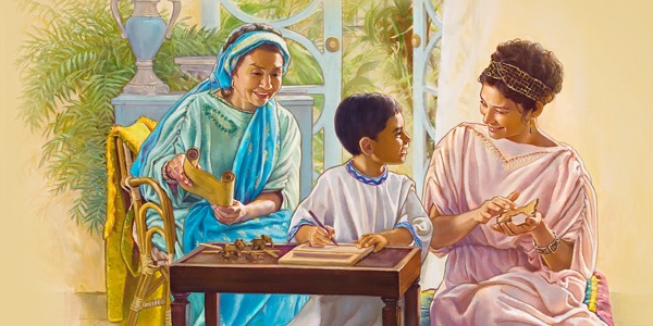 Timotéus sing isih cilik diwulang Éuniké, ibuké, lan Lois, simbahé
