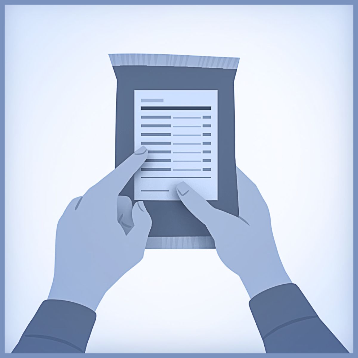 ბიჭი ეტიკეტზე დატანებულ ინფორმაციას კითხულობს