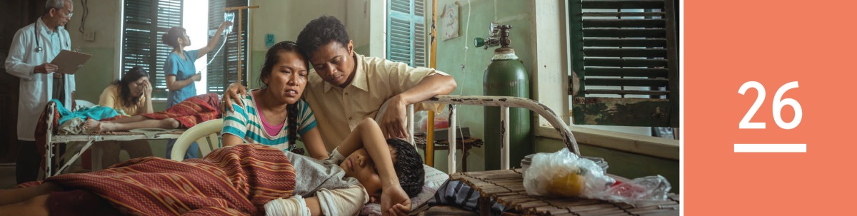 26-ე გაკვეთილი — განადგურებული მშობლები საავადმყოფოში თავზე ადგანან თავიანთ ბიჭს, რომელიც უბედური შემთხვევის მსხვერპლი გახდა.