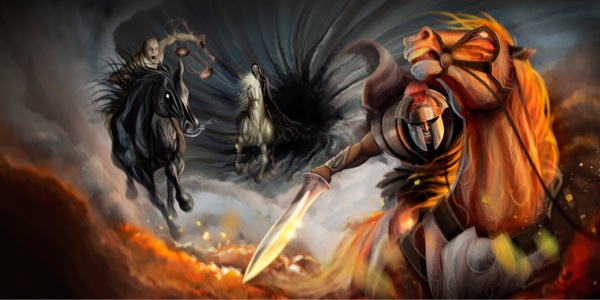 გამოცხადების წიგნში წარმოდგენილი ოთხი მხედრიდან სამის გამოსვლა