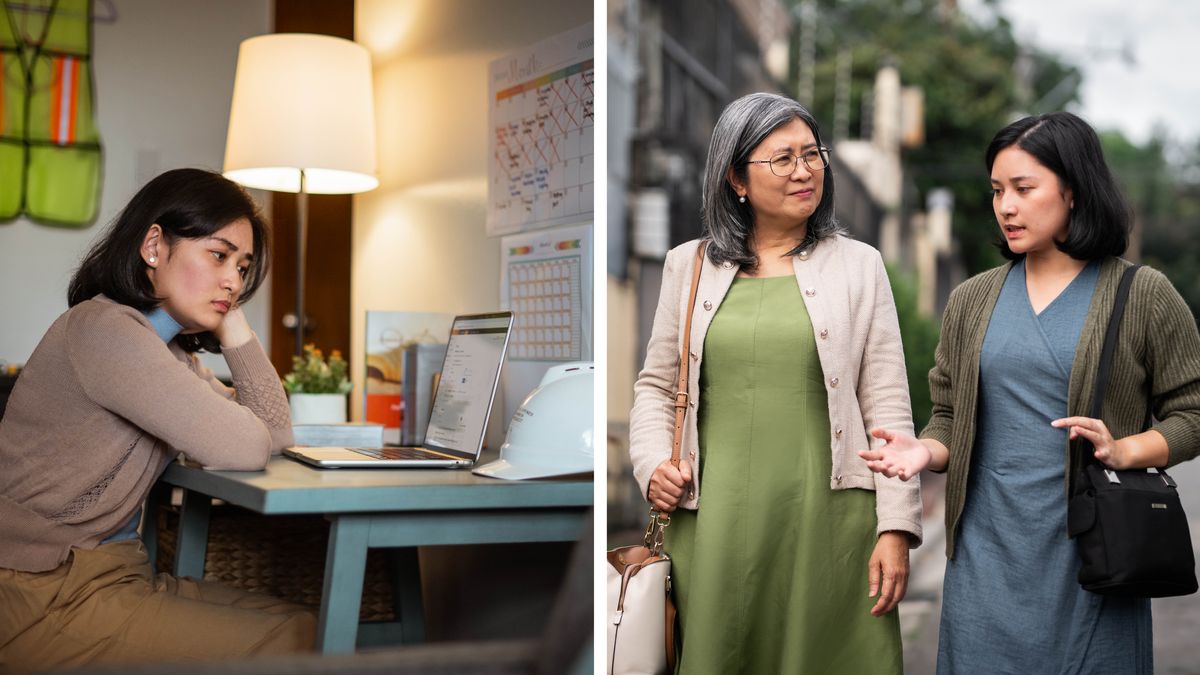 ფოტოკოლაჟი: 1) ერთი და დამწუხრებული ზის მაგიდასთან. თან თავის კომპიუტერსა და ჩაფხუტს უყურებს. კედელზე კალენდარია გაკრული. მასზე წითლადაა მონიშნული შესასრულებელი საქმეები, რომლებიც მრავლად აქვს; 2) ეს და კარდაკარ მსახურების დროს უფროსი ასაკის გამოცდილ ქრისტიანს ესაუბრება.